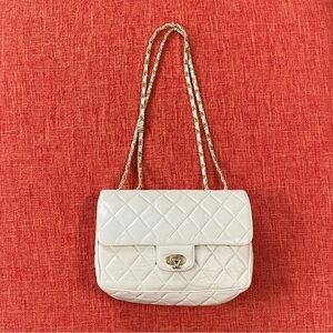 VTG Jay Herbert New York Quilted Leather Purse Bag Chain Strap Flap Made in USA